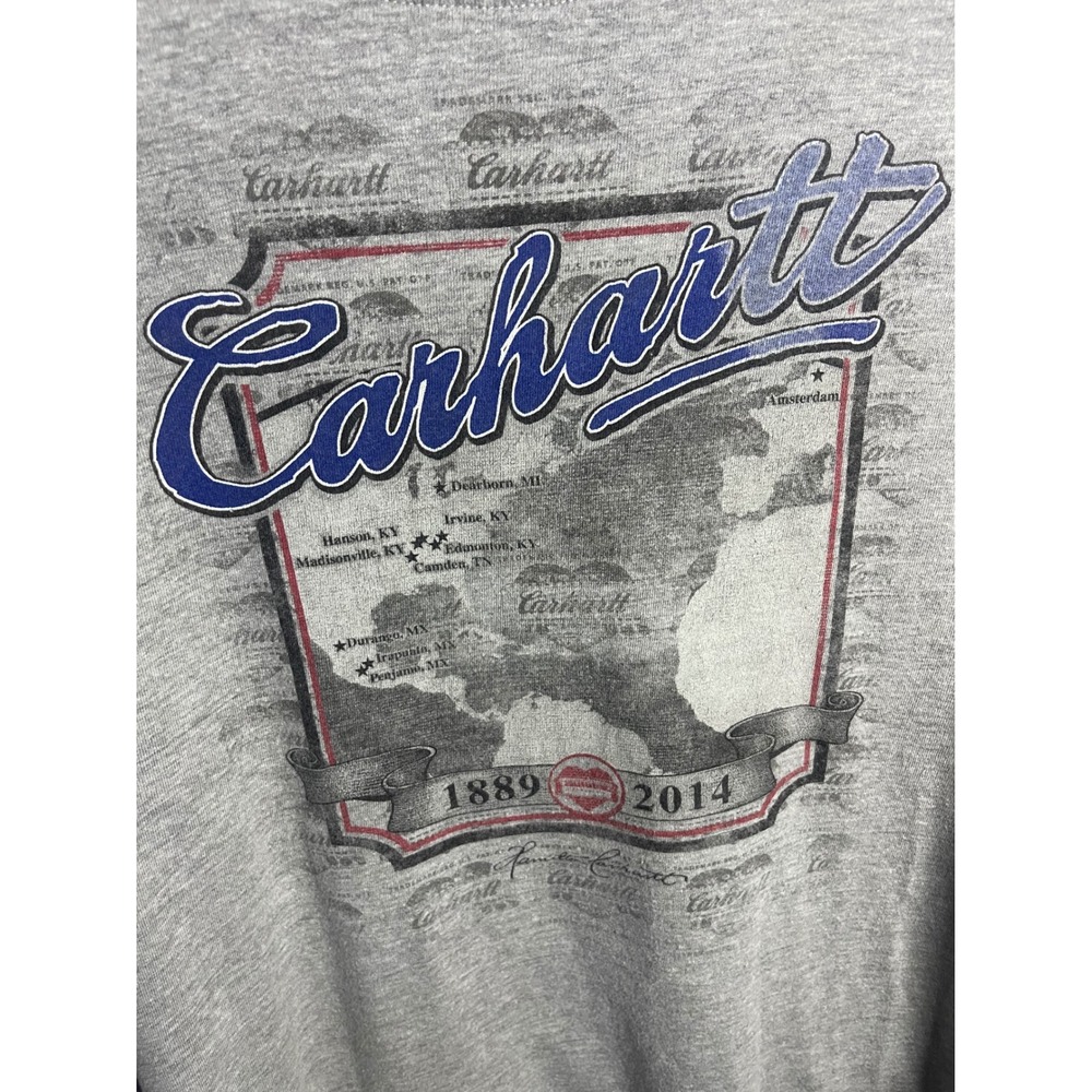 Carhartt 125th Anniversary T-Shirt Mens XL Gray Graphic Relaxed Fit Made in USA